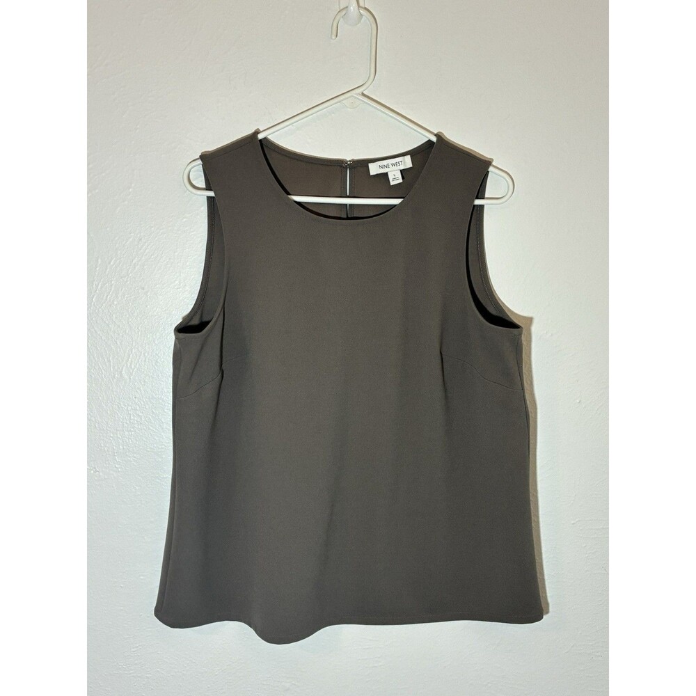 Nine West TOP Large L Serenity Sleeveless Sable Brown Shirt Top